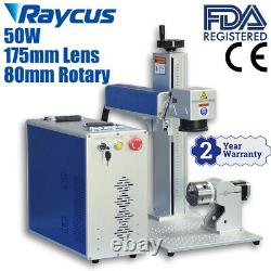 50W Raycus Fiber Laser Marking Machine Laser Marker Engraver with 80mm Rotary