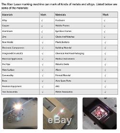 50W Raycus Fiber Laser Marking Machine with Rotary Axis for Metal Deep Engraving