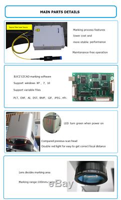 50W Raycus Fiber Laser Marking Machine with Rotary Axis for Metal Deep Engraving