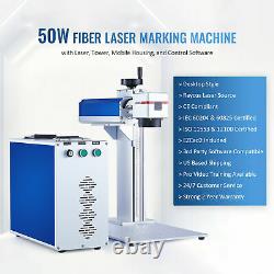 50W Split Fiber Laser Marking 11.8x11.8 Metal Marker Engraver with Rotary Axis