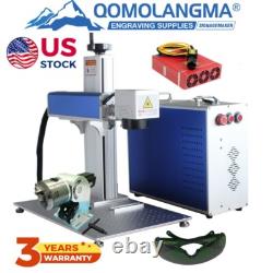 50W Split Fiber Laser Marking Engraver Rotary Axis & JPT Laser for Tumblers/Guns
