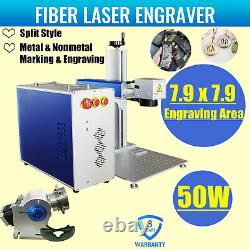 50W Split Fiber Laser Marking Engraver Rotary Axis & Raycus Laser for Ring/Guns