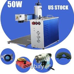 50W Split Fiber Laser Marking Machine JPT Laser with Rotation Axis DIA 2-80mm