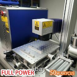 50W raycus fiber laser engraver marking machine engraving rotary axis ezcad us