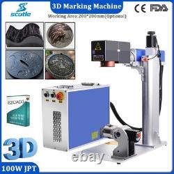 60W 100W 200W 300W 3D JPT MOPA Fiber Laser Marking Machine EZCAD3 Curved Marking