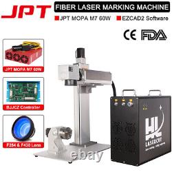60W JPT M7 MOPA Fiber Laser Marking Machine Steel Color Marking Rotary US Ship