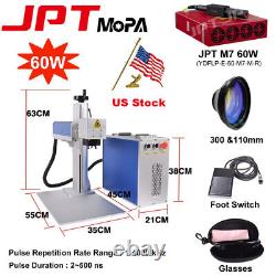 60W JPT M7 Mopa 300300mm Fiber Laser Marking Engraver Machine Color Marking US