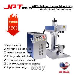 60W JPT M7 Mopa 300300mm Fiber Laser Marking Rotary axis Ezcad For Gold US Ship