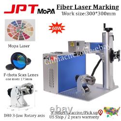 60W JPT M7 Mopa Fiber Laser Color Marking Support Lightburn BJJCZ D80 Rotary US