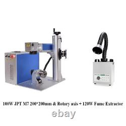 60W JPT M7 Mopa Fiber Laser Marking 300300mm Rotary axis 120W Fume Extractor