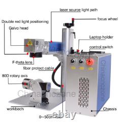 60W JPT M7 Mopa Fiber Laser Marking Engraver Machine Rotary For Gold Jewellery