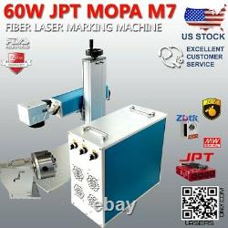 60W JPT MOPA Fiber Laser Marking Machine Two Lenses Rotary #125 US SUPPORT STOCK