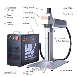 60W JPT MOPA M7 Fiber Laser Engrave Machine with 175x175mm 300x300mm Lens Rotary
