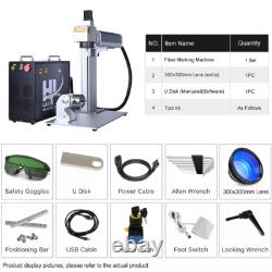 60W JPT MOPA M7 Fiber Laser Engrave Machine with 175x175mm 300x300mm Lens Rotary