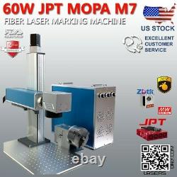 60W JPT MOPA M7 Fiber Laser Marking Machine Motor Z-Axis Rotary # 125 US SUPPORT