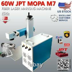 60W JPT MOPA M7 Fiber Laser Marking Machine Silicon Galvo Rotary #80 US STOCK