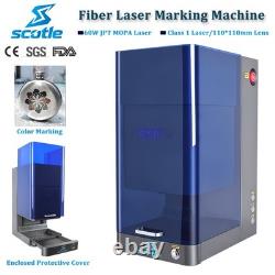 60W JPT Mopa Fiber Laser Marking Machine With Enclosed Cover Built-in Camera