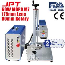 60W MOPA JPT M7 Fiber Laser Engraver Laser Marking Machine 175mm Lens 80mmRotary