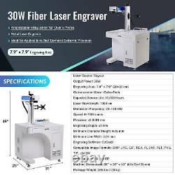 7.9 × 7.9 30W Cabinet Fiber Laser Marking Metal Marker Engraver with Rotary Axis