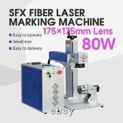 80W JPT Fiber Laser Engraver 175x175mm Marking for Ring/ID Card & 80mm Rotary
