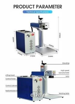 80W JPT Fiber Laser Engraver 175x175mm Marking for Ring/ID Card & 80mm Rotary