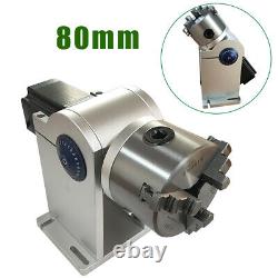 80mm Laser Rotation Axis Rotary Chuck for Fiber Laser Marking Machine, + Driver