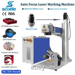 Auto Focus 100W JPT Mopa Fiber Laser Marking Machine Engraver Rotary Axis Ezcad2