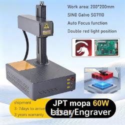 Auto Focus 60W JPT Mopa Fiber Laser Marking Machine Metal Laser Engraver US