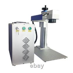 Auto focus Raycus 50w fiber laser marking machine with rotary 110mm 300mm lens