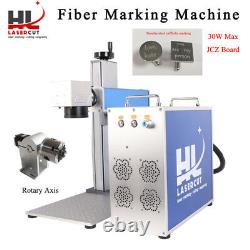 FDA/CE 30W Fiber Laser Marking Machine Engraving Equipment for Metal with Rotary