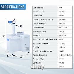 Fiber Laser Marking Machine 6.9x6.9 30W Metal Marker Engraver with Rotary Axis