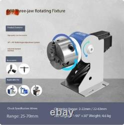 Fiber Laser Marking Machine D80 Rotary Head with Three-Jaw Rotary Fixture