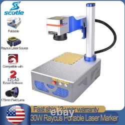 Foldable Raycus QS 30W Mini Fiber Laser Marking Engraving Machine Metal Steel US