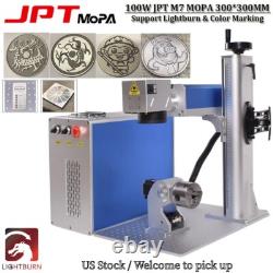 JPT 100W Mopa Fiber Laser Machine Rotary Metal Steel Color Marking 200200mm US