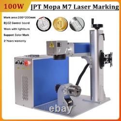 JPT 100W Mopa Fiber Laser Marking Machine Laser Engraver Rotary Axis US Stock
