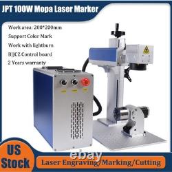 JPT 100W Mopa M7 Fiber Laser Marking 200200mm Cutting Machine 80D Rotary axis