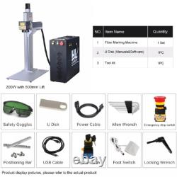 JPT 200W MOPA Fiber Laser Marking Engrave Cutter Machine 500mm 800mm Lift Column