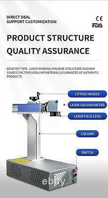 JPT 20W Fiber Laser Engraver Machine with D80 Rotary Device Metal Steel Marking