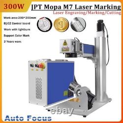 JPT 300W Mopa Fiber Laser Marking Machine Laser Engraver Autofocus Rotary Axis