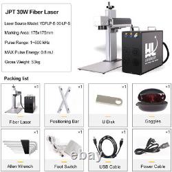 JPT 30W Fiber Laser Marking Machine 175x175mm Engraving Metal EzCad2 US Ship