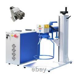 JPT 30W Fiber Laser Marking Machine Engraver With 175mm Lens 80mm Rotary Axis