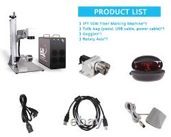 JPT 50W fiber laser marking machine Rotary Chuck Metal Engraving Steel Engraver