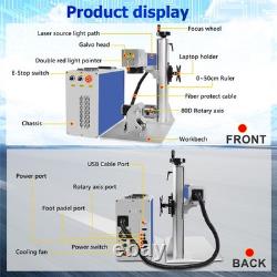 JPT 60W Fiber Laser Marking Cutting Engraver Machine Rotation JCZ For Metal US