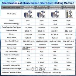JPT 60W Fiber Laser Marking Cutting Engraver Machine Rotation JCZ For Metal US