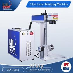 JPT 60W MOPA Fiber Laser Marking Engraving Machine with 2pcs Lens Rotary Axis