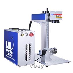 JPT 60W MOPA Fiber Laser Marking Engraving Machine with 2pcs Lens Rotary Axis