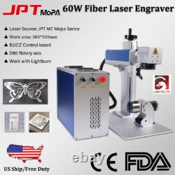 JPT 60W Mopa Fiber Laser Marking Metal Engraving Rotary axis Ezcad JCZ Board US