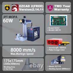 JPT E2 M7 60W Fiber Laser Marking Machine with D80 Rotary Motorized Z Axis US