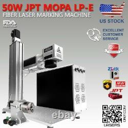 JPT MOPA 50W Fiber Laser Marking Machine Motorized Z Axis Rotary 80 ZBTK Galvo