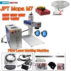 JPT MOPA M7 20W 30W 60W Fiber Laser Marking Machine 80W 100W+2 Lens+Rotary axis